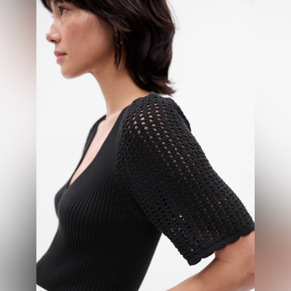 GAP rib crochet sleeve top NWT PS